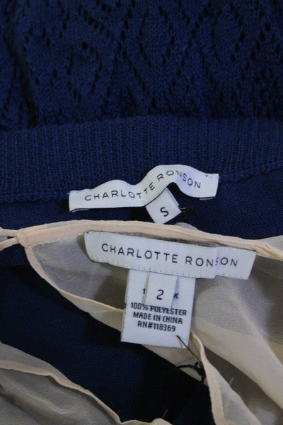 Charlotte Ronson Women's Strapless Scalloped Hem Knit Dress Blue Size S 2, Lot 2