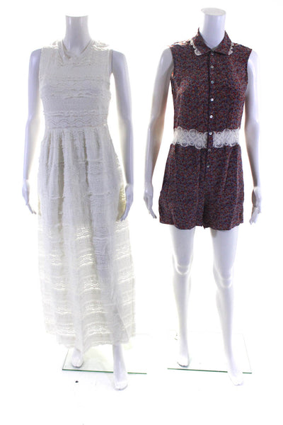 Charlotte Ronson Women's Sleeveless Lace Tiered Maxi Dress White Size S 2, Lot 2