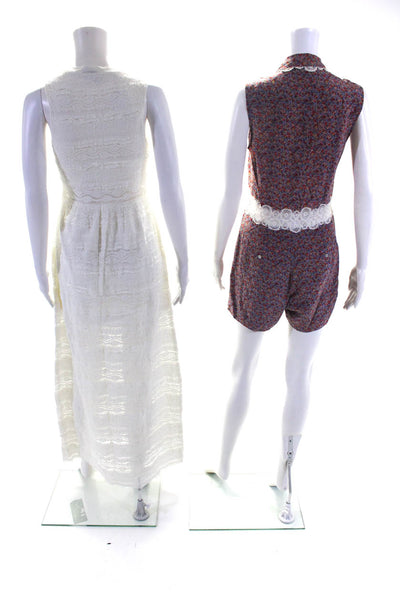 Charlotte Ronson Women's Sleeveless Lace Tiered Maxi Dress White Size S 2, Lot 2