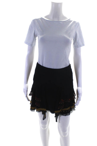 Charlotte Ronson Women's Silk Ruffle Stitched Mini Skirt Black Size 2 4 Lot 2