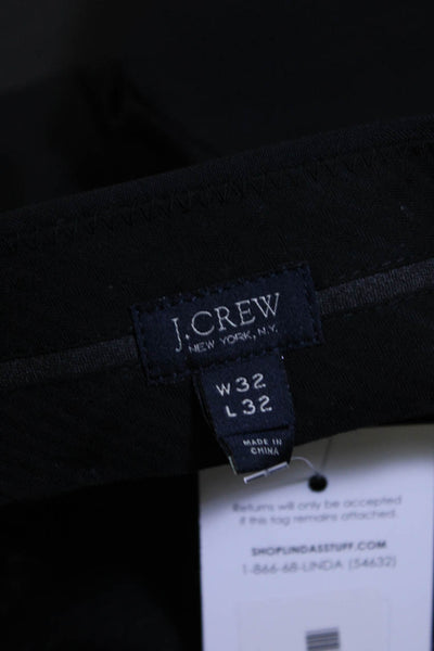 J Crew Mens Wool Flat Front Four Pocket Straight Leg Dress Pants Black Size 32