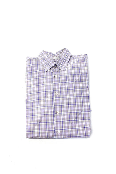 Ralph Lauren Canali Mens Cotton Striped Button Up Shirt Blue Size M XL Lot 2