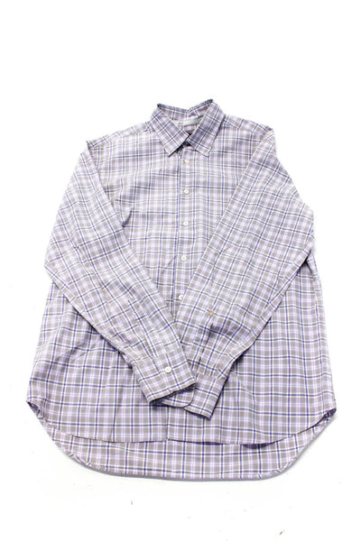 Ralph Lauren Canali Mens Cotton Striped Button Up Shirt Blue Size M XL Lot 2
