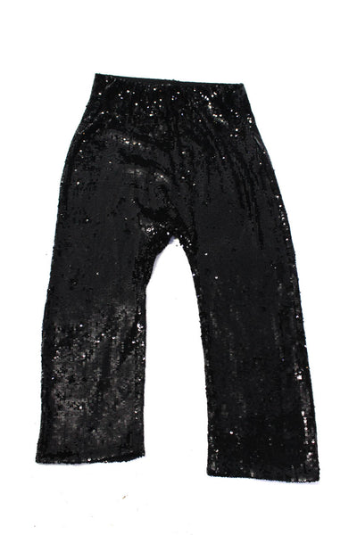 Zara Woman Womens Sequined Floral Print Pants Black Grey Size Small Lot 2