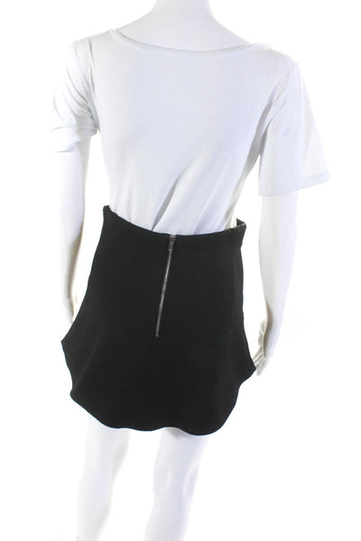 IRO Womens Back Zip Ruffled A Line Mini Skirt Black Size FR 34