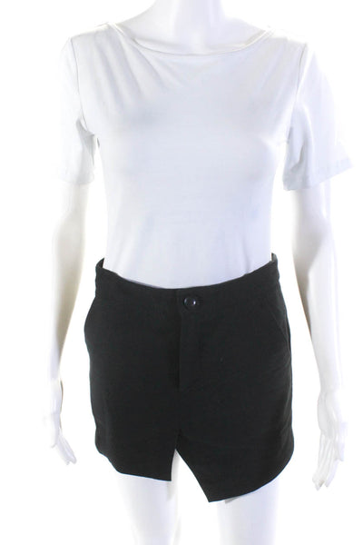Marissa Webb Womens Zipper Fly Asymmetrical Mini Skirt Black Cotton Size 0