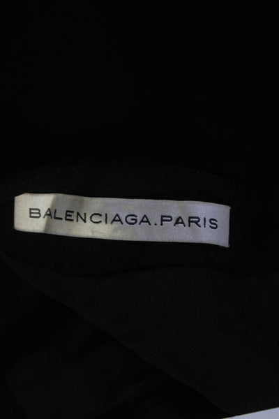 Balenciaga Paris Womens Back Zip Tiered Crepe Mini Skirt Black Size FR 36