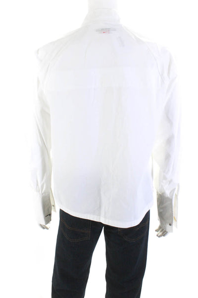 Nike Mens Button Front Long Sleeve Collared Shirt White Cotton Size Extra Small