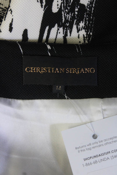 Christian Siriano Womens Abstract Print Zip Up Asymmetrical Skirt Black Size 14