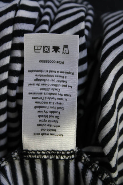 Rag & Bone Womens Short Sleeve Crew Neck Striped Shirt Dress White Black Large