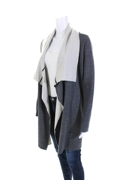 Vince Womens Long Sleeve Draped Open Merino Wool Cardigan Sweater Gray Small