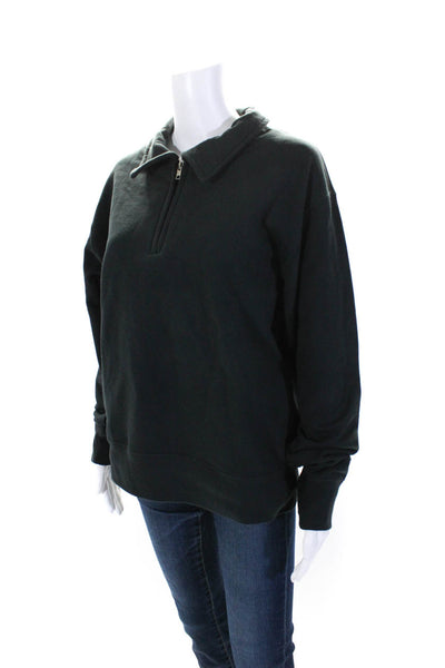 Body Of Work Womens Knit Collared 1/2 Zip Up Pullover Sweater Top Black Size M