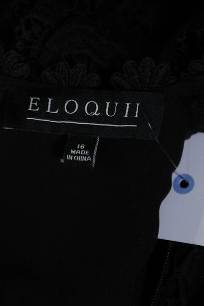 Eloquii Womens Lace Long Sleeve Crepe Zip Up Wide Leg Jumpsuit Black Size 16