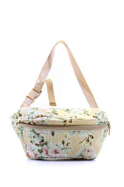 Loeffler Randall Womens Logo Pocket Front Quilted Floral Belt Bag Brown Multi