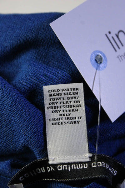 Cotton By Autumn Cashmere Women's Round Neck Short Sleeves Blouse Blue Size S