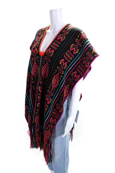 Miguelina Womens V Neck Baja Sweater Black Multi Colored Size One Size