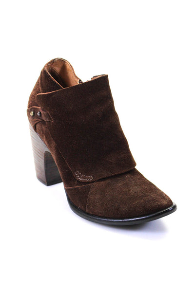 Coclico Womens Suede Zip Up Ankle Boots Brown Size 38.5 8.5