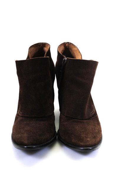 Coclico Womens Suede Zip Up Ankle Boots Brown Size 38.5 8.5