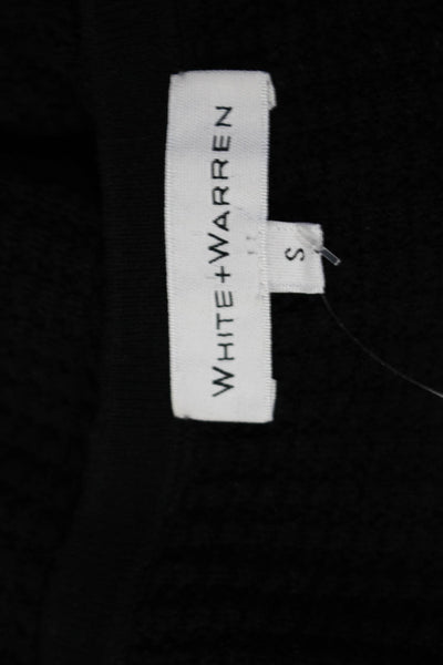 White + Warren Women's Cotton Waffle Knit Long Sleeve T-shirt Black Size S