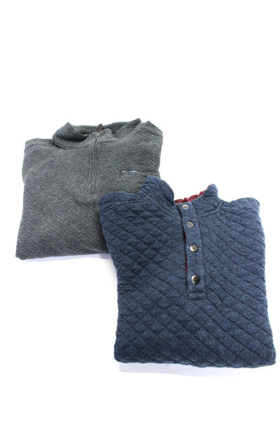 JACHS Mens Cotton Mock Neck Half Zipped Long Sleeve Sweaters Gray Size M L Lot 2