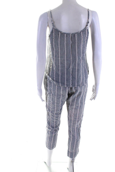 Xirena Womens Striped Tank Top Pant Set Blue Pink Cotton Size Extra Small