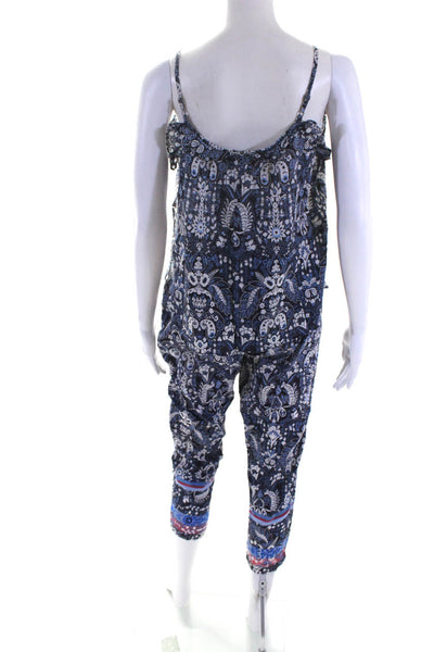 Xirena Womens Floral Print Tank Top Pant Set Blue Brown Cotton Size Extra Small