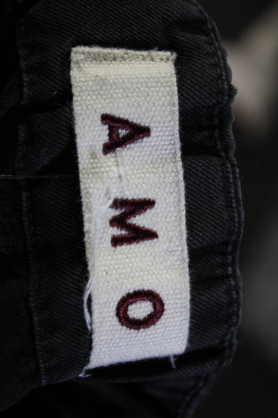Amo Womens Dark Gray Linen Pull On High Rise Straight Leg Pants Size XS