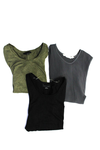 Sanctuary WILT Womens Linen Short Sleeve Scoop Neck T-shirt Green Size M S Lot 3