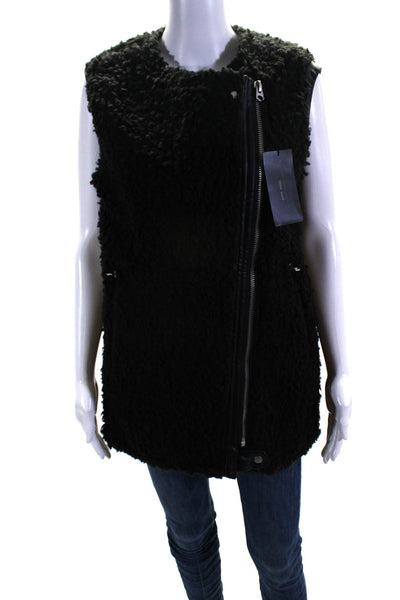 Zara Women's Sleeveless Asymmetrical Full Zip Vest Black Size S