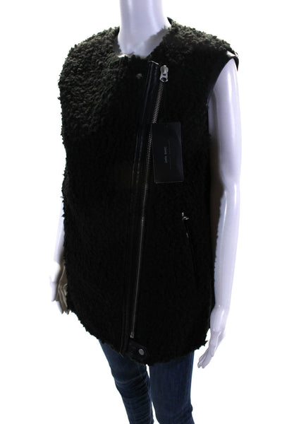 Zara Women's Sleeveless Asymmetrical Full Zip Vest Black Size S