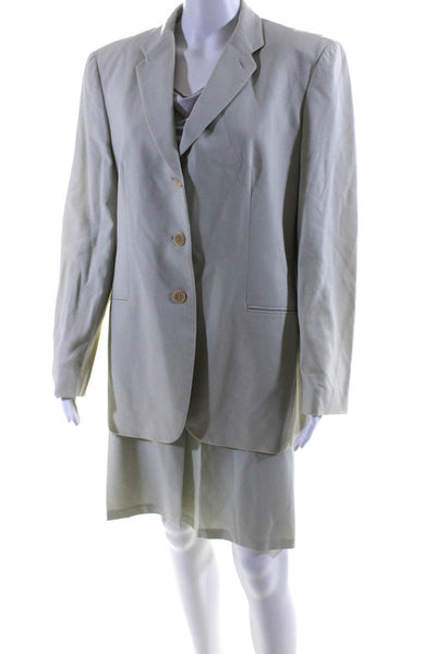 Giorgio Armani Women's Wool Three Button Lined Two Piece Suit Mint Green Size 48