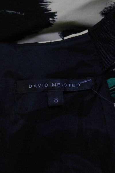 David Meister Womens Cotton Animal Print Zipped Sleeveless Dress Green Size 8