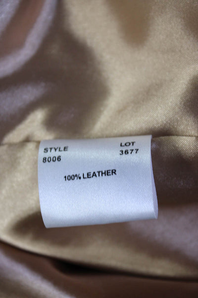 Margaret Godfrey Womens Leather Two Button Blazer Jacket Light Brown Size 10