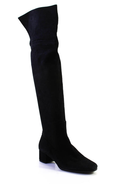 Zara Womens Zipped Darted Round Toe Block Heels Knee-High Boots Black Size EUR36