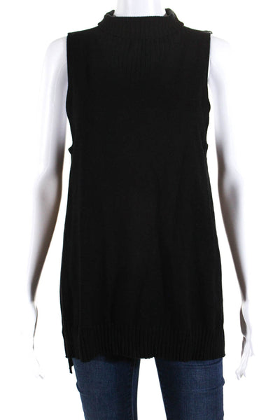 Central Park West Womens Knit Turtleneck Sleeveless Sweater Top Black Size L