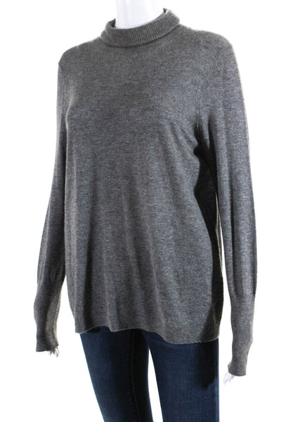Belford Womens Cashmere Knit Turtleneck Long Sleeve Sweater Top Gray Size L