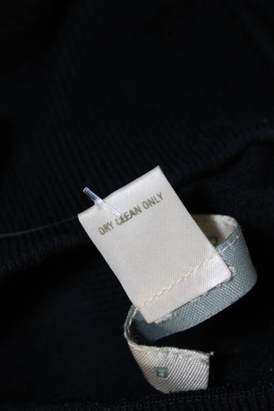 Belford Womens Silk Crepe Mock Neck Long Sleeve Sweater Top Black Size XL