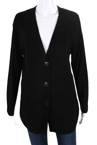 Barbara Wells Studio Womens Knit V-Neck Button Up Cardigan Sweater Black Size S