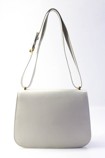 Saint Laurent Womens Single Strap Medium Spontini Shoulder Handbag White Leather
