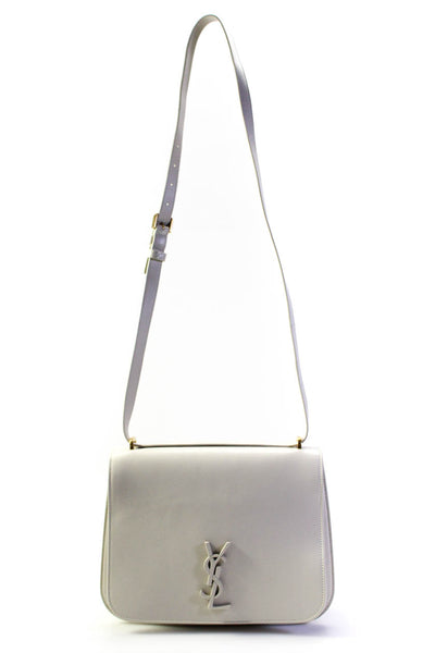 Saint Laurent Womens Single Strap Medium Spontini Shoulder Handbag White Leather