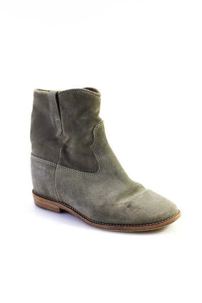 Etoile Isabel Marant Womens Flat Round Toe Pull On Ankle Boots Gray Suede 36 6