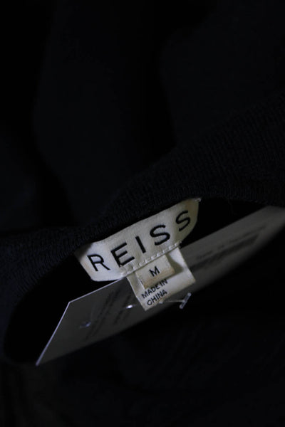 Reiss Women's Long Sleeve Wavy Textured Knit Blouse Navy Size M