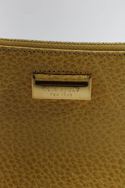 Kate Spade New York Womens Yellow Textured Leather Zip Small Bag Handbag