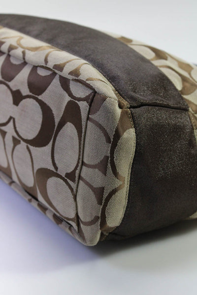 Coach Womens Brown Canvas Striped Multifunctional Baby Diaper Tote Bag Handbag