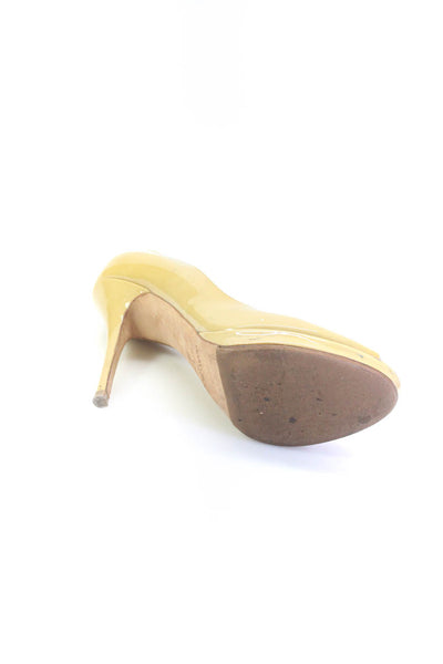 Jimmy Choo Womens Patent Leather Peep Toe Pumps Yellow Size 38 8