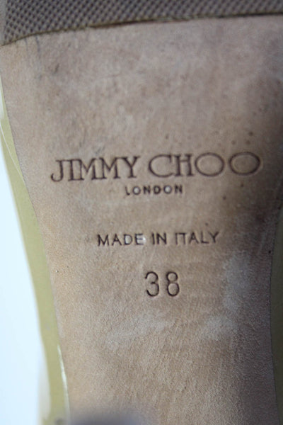 Jimmy Choo Womens Patent Leather Peep Toe Pumps Yellow Size 38 8