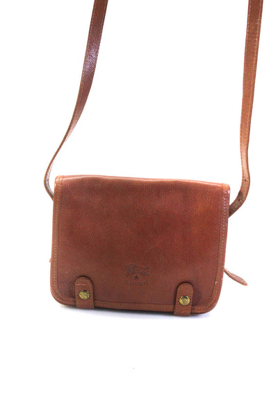 Il Bisonte Women's Leather Snap Closure Crossbody Bag Brown Size S
