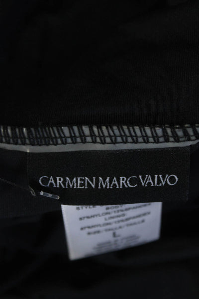 Carmen Marc Valvo Women's Gathered Strapless Flare Jumpsuit Black Size L