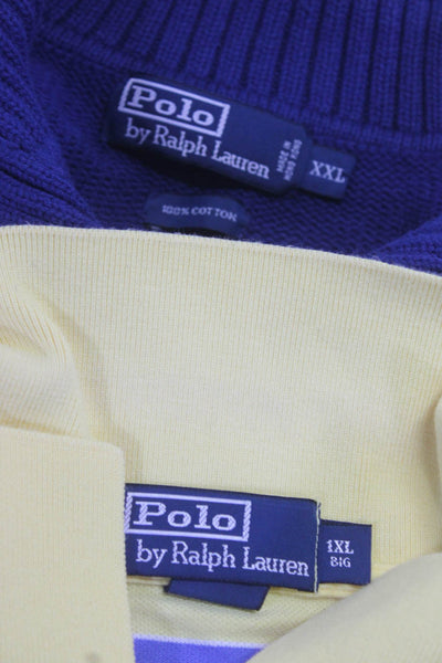 Polo Ralph Lauren Men's Long Sleeves Pullover Sweater Blue Stripe Size XXL Lot 2