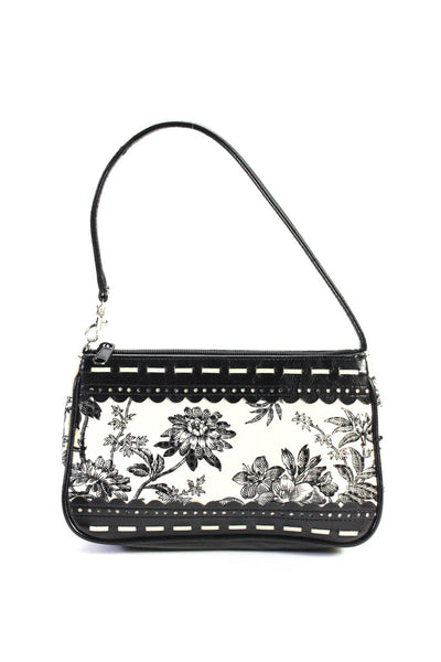 Isabella Fiore Womens White Black Floral Printed Mini Shoulder Bag Handbag